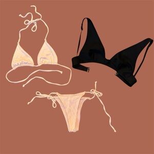SET SALE: Tan leopard pattern bikini set and COS black bikini top